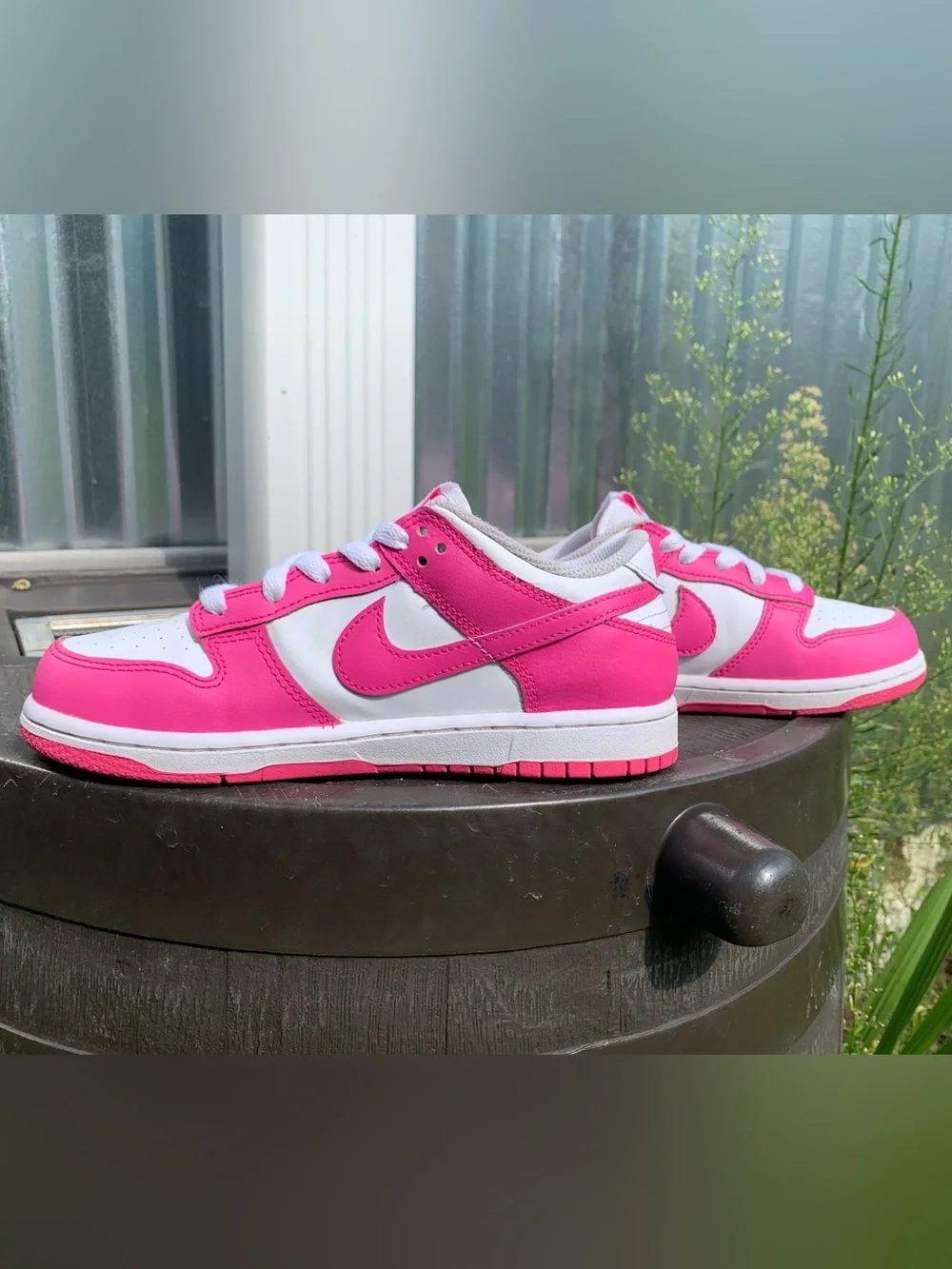 Kids Nike Pink and White Low-Top Dunk Sneakers Nike FB9108-102 Size 2Y
